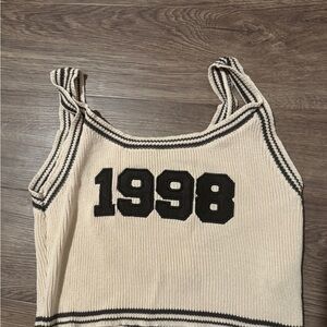 Beige Knit Tank Top with 1998 Patch